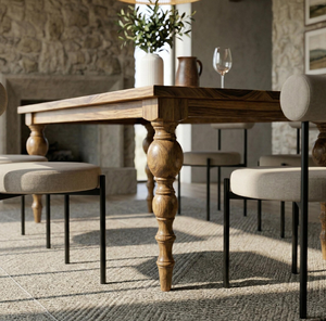 Handmade Modern Mango wood Solid Wood <b>Square</b> Industrial Design Dining Table for Hotel Villa School Use - Product Image 5