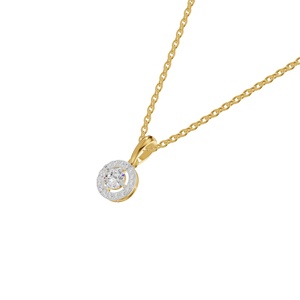 Collier pendentif halo en argent 925 plaqué or avec zircon rond, bijoux pour femme, cadeau pour mariage ou fête - Product Image 1