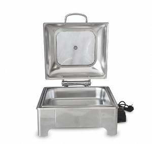 Stainless Steel Electric <b>Chafing</b> <b>Dish</b> with Transparent Lid, Rectangular <b>Chafing</b> <b>Dish</b> <b>Set</b> with Hydraulic Lid,Mirror Finished - Product Image 3