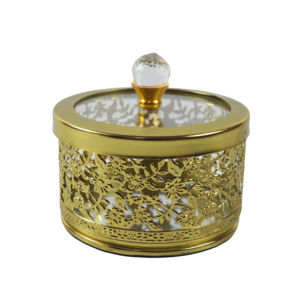 Stylish Royal Metal Shiny Brass Storage Box <b>Lid</b> Knob Embossed Design Dry Fruits Container Candy Storage <b>Bins</b> Storage Containers - Product Image 5