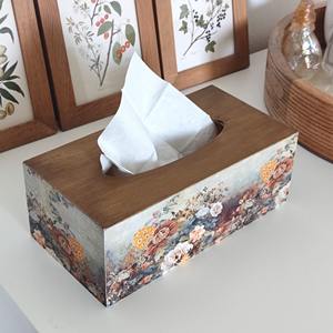 Caja de pañuelos de madera impresa de grado comercial, caja de pañuelos de madera impresa de marca para exhibición de logotipo de restaurante, estuche de accesorios al por mayor - Product Image 4