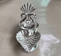 Support pour Haldi Kumkum en acier inoxydable et argent allemand, motif paon, écologique, pour cadeau de Diwali et souvenir de mariage indien