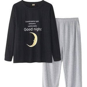 Pijama negro Vintage elegante de lujo para mujer, ropa de dormir de algodón, cintura elástica, patrón estampado suave, pijama de punto, Primavera Verano - Product Image 6