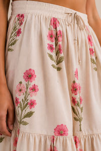 Women Bohemian Ball Gown Floral Cotton Floor-Length High Waist Tiered A-Line Casual Summer Beach <b>Skirt</b> - Product Image 3
