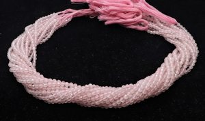 ลูกปัดโรสควอตซ์ทรงรอนเดลเหลี่ยมเพชรพลอยขนาด 3 มม. ลูกปัดพลอยโรสควอตซ์ขนาด 13 นิ้ว ลูกปัดโรสควอตซ์ทรงรอนเดลเหลี่ยมเพชรพลอยขนาดเล็กเป็นเส้น - Product Image 2