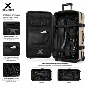 X Sports City OEM/ODM Heavy Duty Diving Roller Bag Waterproof Polyester Zipper Closure Scuba Gear Travel <b>Trolley</b> Duffel Wheels - Product Image 5