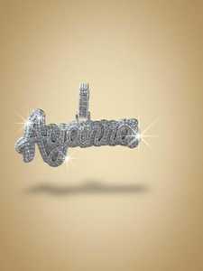 จี้เพชรโมอิสซาไนต์ VVS ประดับเพชรเต็มตัวอักษรชื่อย่อ  ทำจากเงินแท้ 925  เครื่องประดับฮิปฮอป จี้สองชั้นแบบสั่งทำได้ - Product Image 3