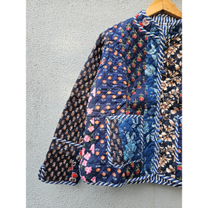 Vintage <b>Patchwork</b> Quilted Cotton Handmade <b>Patchwork</b> <b>Jacket</b> with Pockets for Women Length Outerwear Autumn Warmth gift for her - Product Image 2