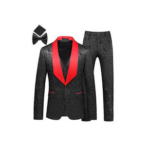 Traje de boda de terciopelo transpirable de doble botonadura y corte ajustado para hombre (blazer+pantalón+chaleco) Traje formal de negocios de 3 piezas - Product Image 3