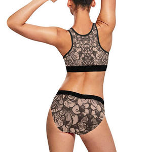 Ensemble de yoga 2 pièces couleur unie tendance : Soutien-gorge de sport + Short imprimé par sublimation – Tenues d'entraînement et de fitness pour femme - Product Image 4