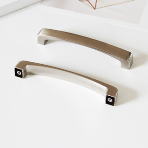 Poignée de meuble moderne en alliage de zinc de qualité supérieure, finition nickel brossé, forme arche, pour cuisine, chambre, tables de nuit et meubles de salle de bain - Product Image 2