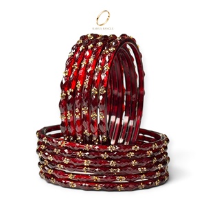 Pulseras Kashmiri de Cristal de Circonio Rojo Granate de Moda, las Más Vendidas, con Acabado Chapado en Oro, para Bodas de Mujeres - Product Image 2