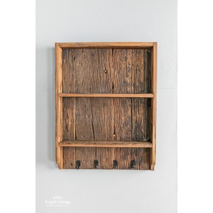 Reclaimed Wood Wall Shelf with Hooks - Rustic <b>Storage</b> | Wholesale - Product Image 1