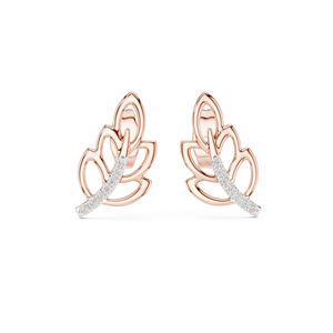 Boucles d'oreilles en or jaune 14 carats avec diamants de laboratoire ronds pour femmes |   Vêtements de mariage |   0,07 Ct Certifié IGI Luxe - Product Image 2