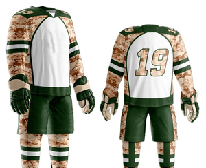 Tenue de hockey sur glace personnalisée en twill patchwork, ensemble de maillots de hockey sur glace en maille respirante entièrement sublimée - Product Image 6