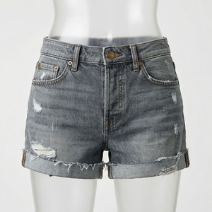 Shorts en jean pour femmes, couleur personnalisée, taille haute élastique large, style vintage, décontracté, été, jeans pour filles, tenues streetwear Y2K - Product Image 1