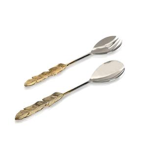 Ensemble de service de 2 couverts en acier inoxydable couleur or en métal couverts de restaurant de mariage royal - Product Image 1