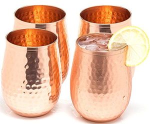 Copper tumbler compact base design drinkware ayurvedic wellness <b>cups</b> eco <b>reusable</b> durable for space saving kitchen use - Product Image 4
