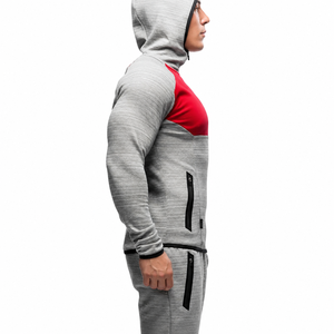 Custom Men's Color Block Tech Fleece Tracksuit Full <b>Zip</b> <b>Hooded</b> Jacket & Jogger Set Private Label Sportswear - Product Image 2