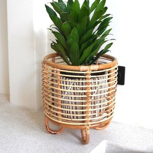 Eco-friendly rattan flower display stands with woven buckets plant stand <b>holder</b> planter <b>pot</b> rack - Product Image 2