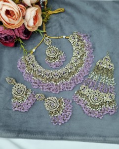 Heavy Choker Necklace With Earrings & Mang Tika Traditional Bridal <b>Wedding</b> <b>Accessories</b> Set for Women Ethnic Jewellery Wholesaler - Product Image 1