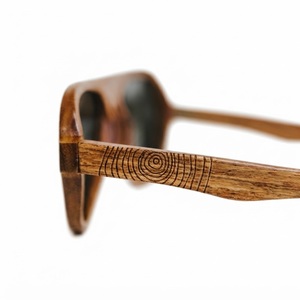Geometric <b>Wooden</b> Sunglasses With Lightning Bolt <b>Temples</b> Custom Logo Eco Friendly Wood Frame Retro Eyewear Wholesale Bulk - Product Image 5