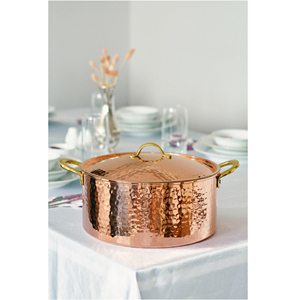 Marmite de cuisson en cuivre pur martelé avec couvercle et poignées en laiton 2 L – Ustensile de cuisson et de service traditionnel pour hôtels, restaurants et traiteurs - Product Image 5
