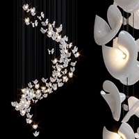 Projet Lustre LED Blanc Papillons En Céramique Comme Suspendu Pendentif Lumière Design Moderne Lustre pour Hote Lobby Escaliers Villa