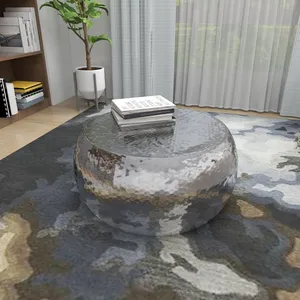 Table basse en marbre noir et métal, pieds en fer doré artistiques, plateau en fer amovible, design artisanal, style côtier moderne - Product Image 5