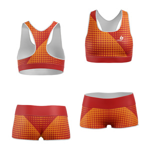 Ensemble de sport 2 pièces sans couture pour femme avec logo personnalisé imprimé par sublimation, soutien-gorge de sport à maintien élevé et short cycliste, ensemble de yoga et de fitness - Product Image 3