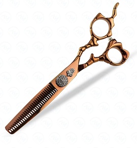 "Premium Gold-Plated Hair Cutting and Styling Scissors <b>Set</b> with Thinning Shears Straight Razor & Case - Product Image 3