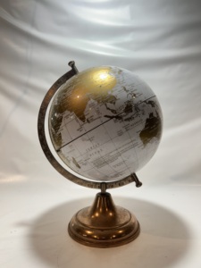 Globo Terráqueo Giratorio Vintage de 2 Bolas con Marco Metálico Rectangular, Decoración de Escritorio Estilo Reloj de Arena, Adorno de Oficina - Product Image 4