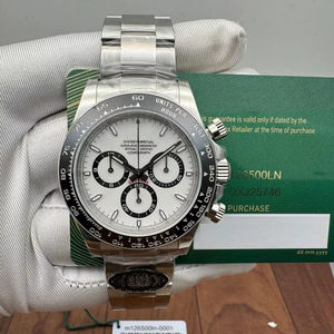 Montre automatique de luxe en acier inoxydable, chronographe 40 mm, cadran blanc, verre saphir, lunette tachymetre, pour bracelet, mouvement ETA - Product Image 1