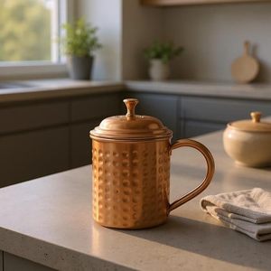 Taza Moscow Mule 100% Cobre Puro con Diseño Martillado a Mano para Cócteles, Bebidas Frías y Barware, Ideal para Cócteles y Bebidas - Product Image 1