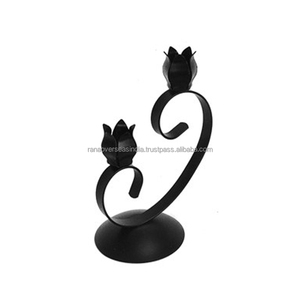 Bougeoir de table élégant en fer de couleur noire pour les fêtes de mariage romantiques et la décoration intérieure disponible en plusieurs tailles - Product Image 6