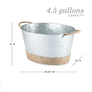 ถังน้ำแข็งโลหะชุบสังกะสีแบบเรียบง่ายสไตล์บ้านไร่ ห่อด้วยเชือกปอกระเจา สำหรับใส่ไวน์ เบียร์ เครื่องดื่ม เหมาะสำหรับงานปาร์ตี้ บาร์ และตกแต่งบ้าน - Product Image 5