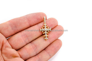 Collar con Colgante de Cruz de Jesús en Filigrana de Oro 10K, con Diamantes Naturales, Joyería Religiosa Cristiana, Colgantes Finos - Product Image 2