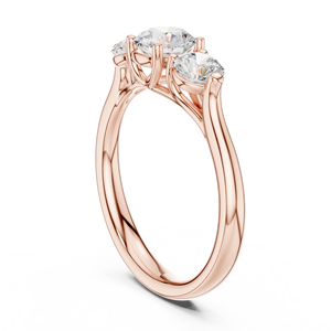 Bague de fiançailles à trois pierres en moissanite taille ronde – Bague en argent sterling plaqué or rose 14 carats avec sertissage à trois griffes - Product Image 3