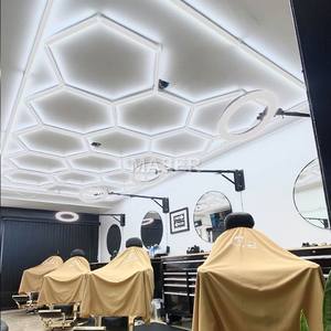 LED ışık altıgen tavan lambaları 14 ızgara bal peteği Lumire Salon Coiffeur berber dükkanı için çalışma ışıkları - Product Image 5