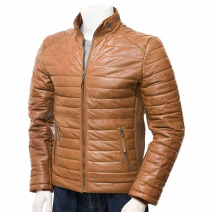 <b>Mens</b> Genuine <b>Leather</b> Field Jacket Classic Fit <b>Coat</b> Multi Pocket Front Zip Stand Collar <b>Long</b> Sleeve Casual Fashion Outerwear - Product Image 4