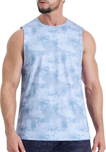 Camiseta sin mangas para hombre, negra, con cuello redondo, tejida, de color liso, informal, para fitness, de alta demanda, ODM OEM - Product Image 3