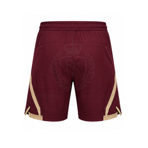 Men's Maroon Sport <b>Shorts</b> With Beige Stripes Quick Dry Drawstring Waist <b>Zip</b> <b>Pockets</b> Knitted Polyester Athletic Wear - Product Image 2