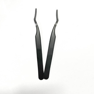 Pinzas para Pestañas de Acero Inoxidable con Agarre de Fibra, Logotipo Personalizado, Nano Duraderas, Antiestáticas, Punta Fina, Punta Lisa, 10 mm de Longitud, Belleza - Product Image 1