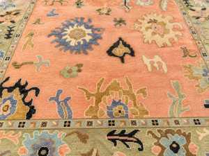 Alfombra Oushak 100% Lana de Nueva Zelanda Anudada a Mano – Alfombra Floral Tradicional de Lujo Hecha a Mano - Product Image 2