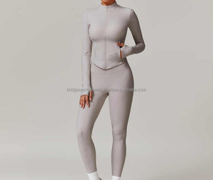 Conjunto de Yoga para Mujer de 2 Piezas, Cintura Alta, Color Sólido, Transpirable, para Gimnasio y Entrenamiento - Product Image 4