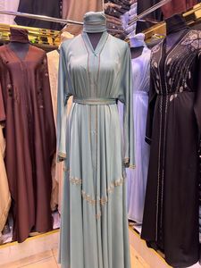 Best Selling Umbrella <b>Abaya</b> Modest Dubai Beaded Sequined Long Sleeve Muslim Traditional Handmade Wedding Women Breathable V Neck - Product Image 4