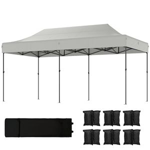 Tenda Pop-Up Bianca Resistente 10 X 20 Piedi, Riparo Istantaneo Portatile per Esterni con Protezione UPF50+ e Borsa con Ruote - Product Image 1