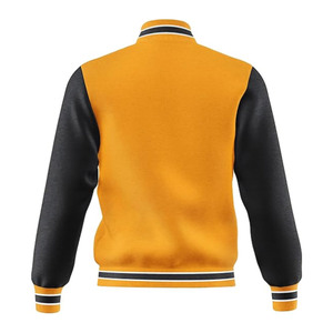 Latest Design Men's Full Sleeve Stand Varsity Jacket 100% <b>Wool</b> Anti-Bacterial <b>Yellow</b> Black Customizable Front Waterproof - Product Image 3