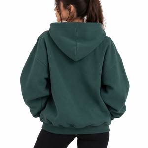 Wholesale <b>Women</b>’s Dark <b>Green</b> Oversized Hoodie Heavyweight <b>Fleece</b> Pullover Sweatshirt with Kangaroo Pocket & Relaxed Fit Hoodies - Product Image 5