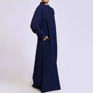High Quality Middle East Islam Arab Long Sleeve Maxi Loose V Neck Men Thobe Abaya <b>Dress</b> Muslim <b>Modest</b> Cotton Children Plus Size - Product Image 2